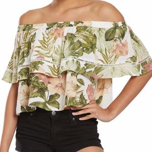 Rip Curl Off the Shoulder Top Leaf/Floral Pattern